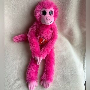 Aurora World Colourful Hot Pink Plush Hanging Chimp Stuffed Animal Monkey Toy